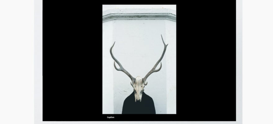 A black and white photo of deer antlers on shoulders.