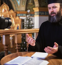 Orthodox priest films video