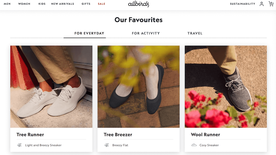 Allbirds website homepage screenshot