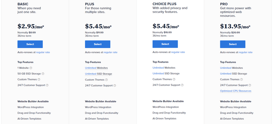 bluehost best joomla hosting shared plans