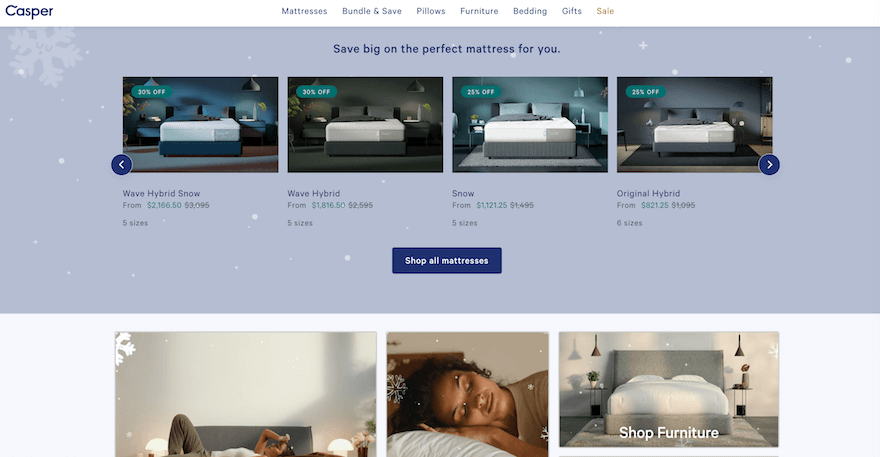 Casper website homepage screenshot