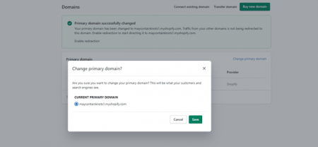 shopify change primary domain
