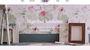 a floral, baroque wallpaper in pink and green website