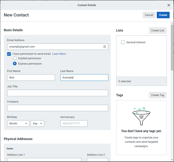 constant contact add new contact