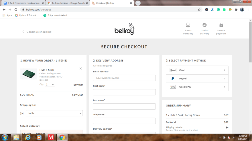 ecommerce fraud prevention bellroy checkout example