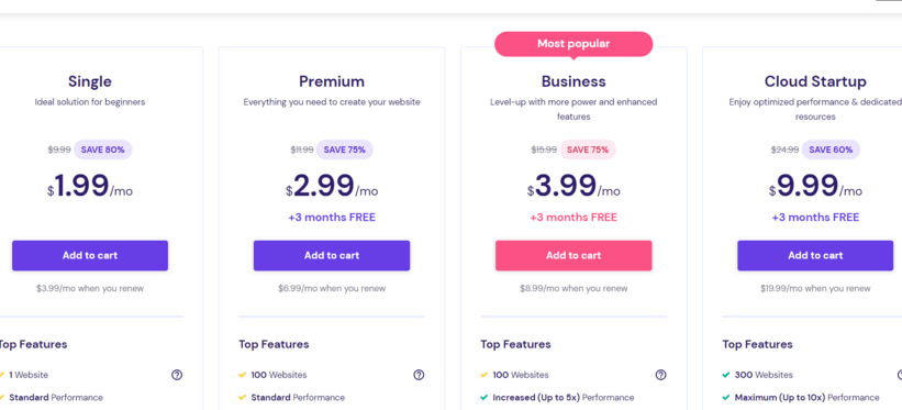 hostinger shared hosting plans