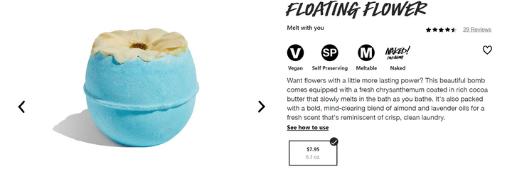 how to design a product page lush product description