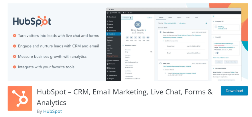 HubSpot wordpress plugin