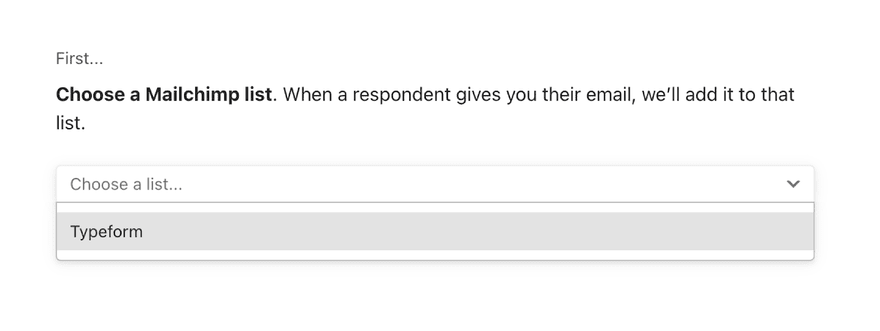 mailchimp typeform choose email list