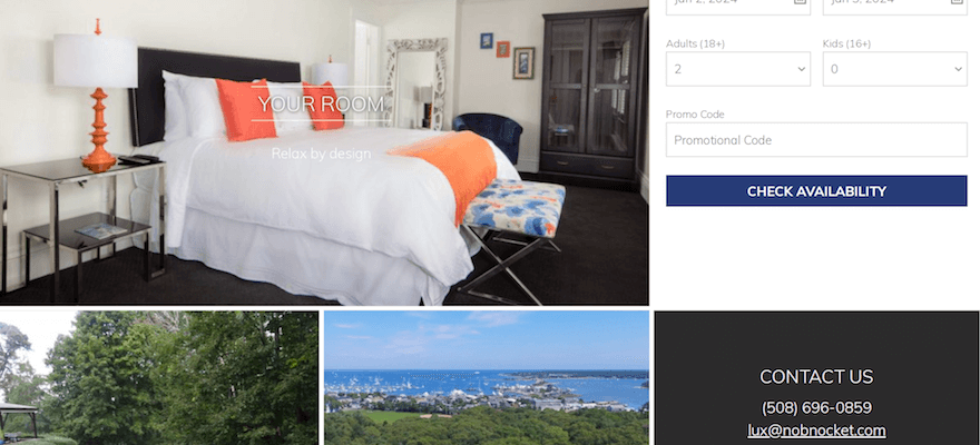 Nobnocket Boutique Inn website screenshot 3