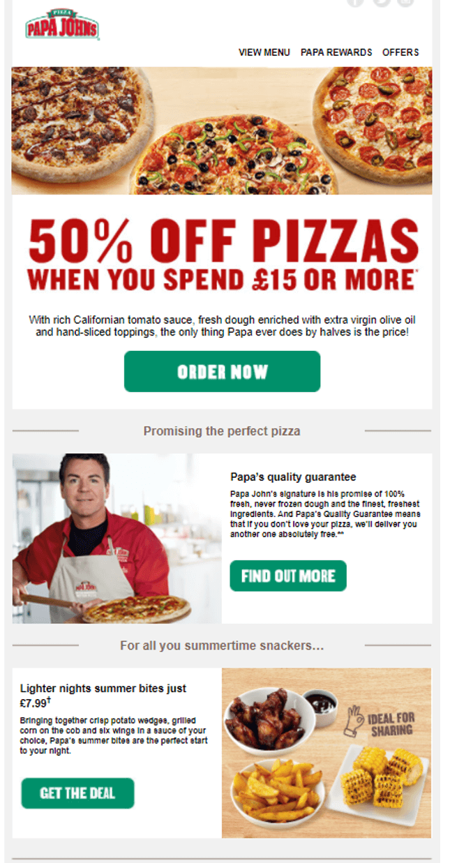 Papa John's Email Example