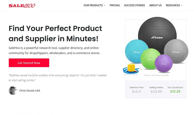 SaleHoo homepage screenshot.
