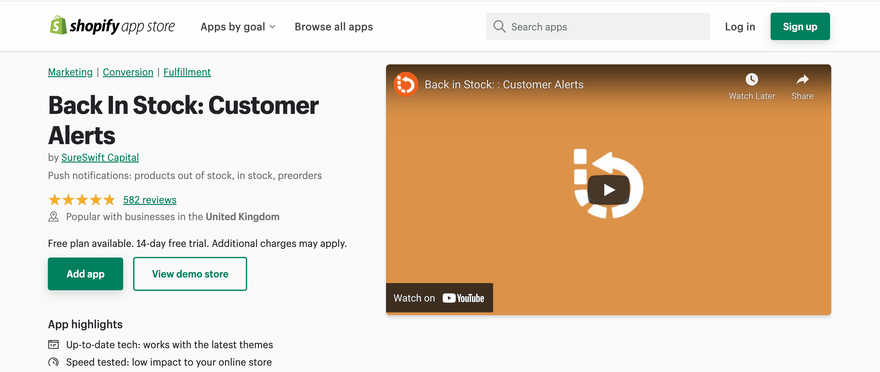 Shopify’s Back In Stock app