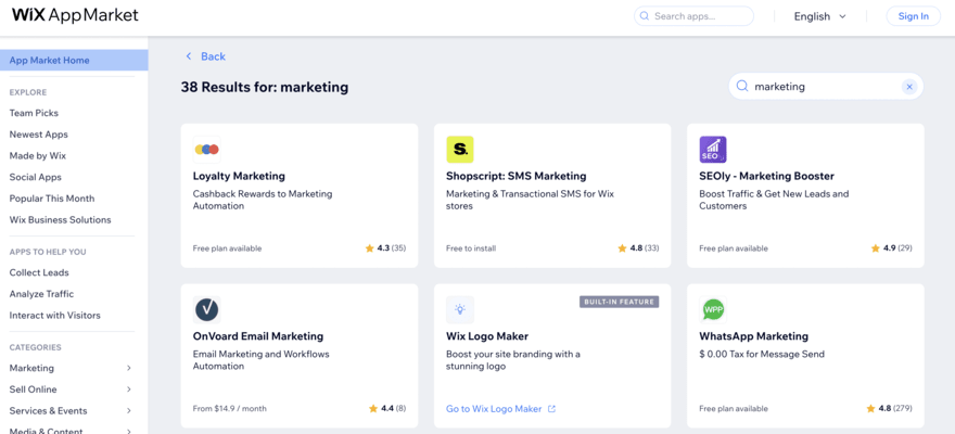 Wix App Market