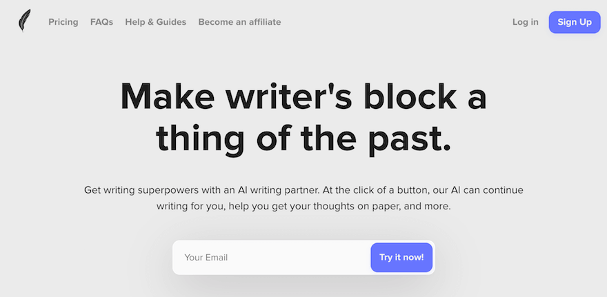 ShortlyAI AI blog writer website screenshot