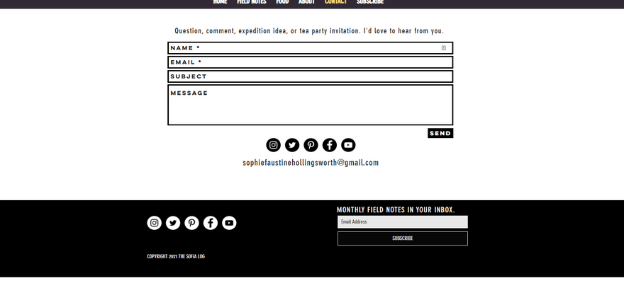 Sofia Log contact form