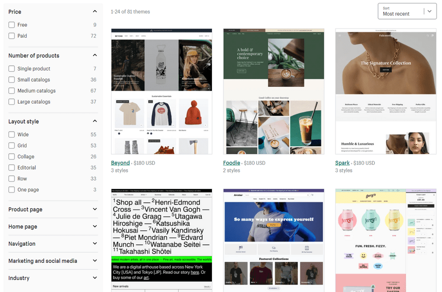 square online vs shopify theme library