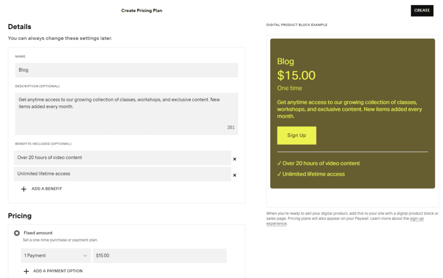 Blog paywall settings in Squarespace