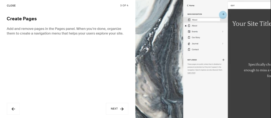 Screenshot of Squarespace's tutorial page.