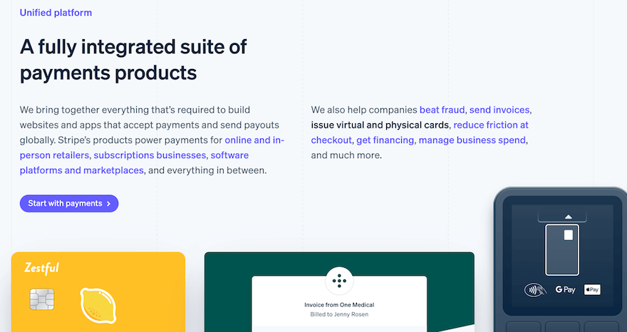 Stripe homepage screenshot