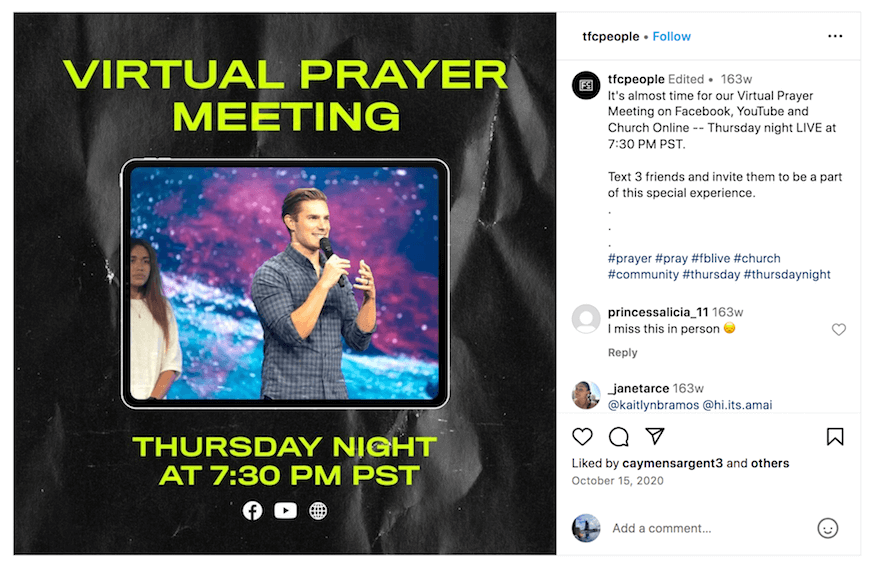 The Fellowship Church Instagram screenshot