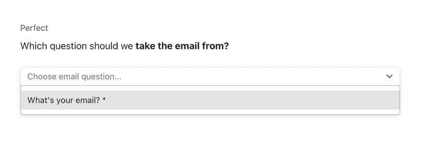 typeform mailchimp choose email question