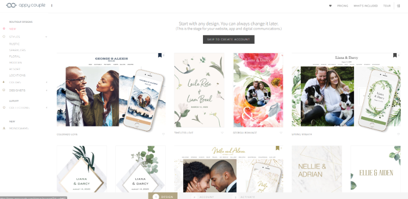 wedding templates for both desktop and mobile