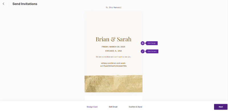 a gold and cream wedding invitation