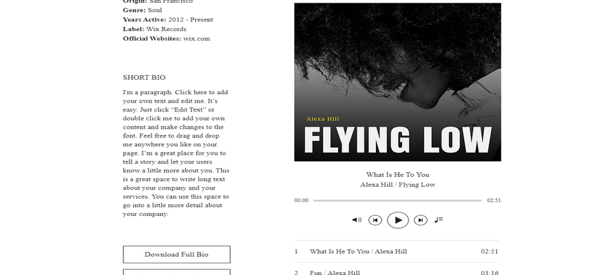 wix music template alexa hill epk
