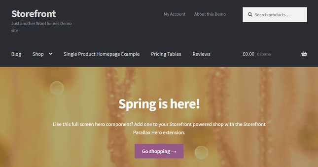 woocommerce storefront theme demo