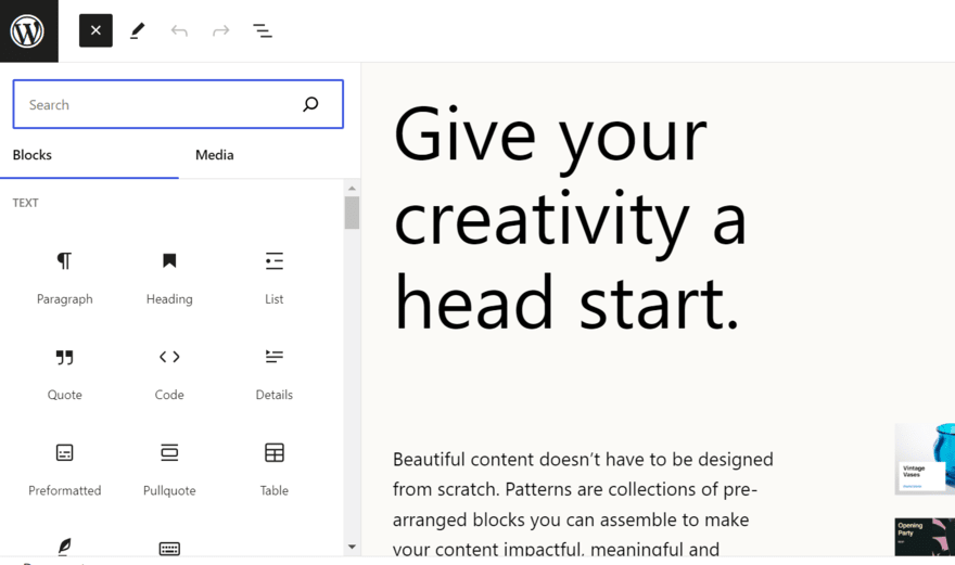 WordPress' Gutenberg editor