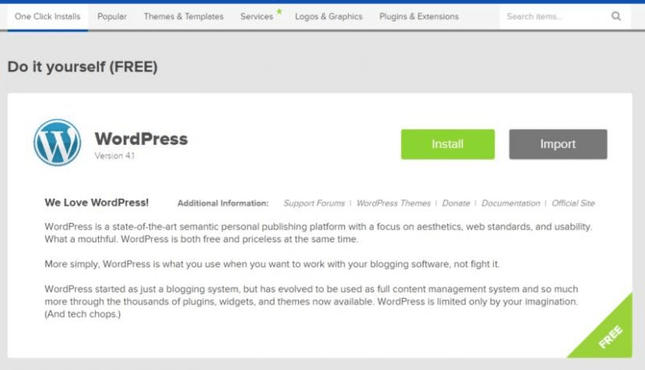 You can install any CMS, such as WordPress, with one click.