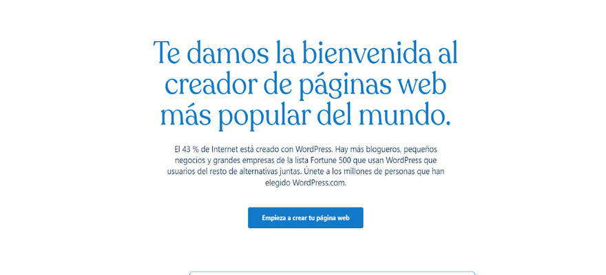 Pagina principal de Wordpress.com